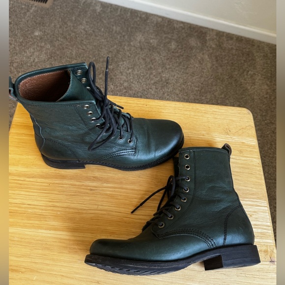 Frye Women's Green Leather Lace-Up Boots - Picture 2 of 11